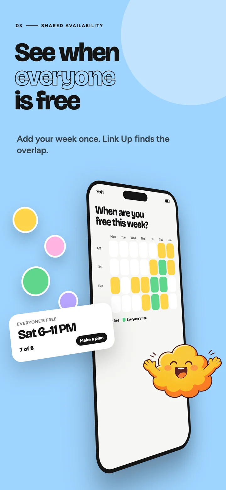 Shared availability grid showing when everyone is free this week